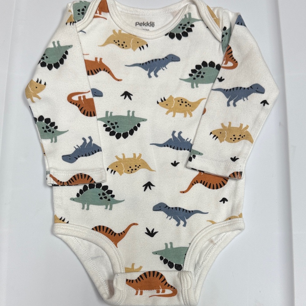 Dinosaur Print Kids One Piece - White